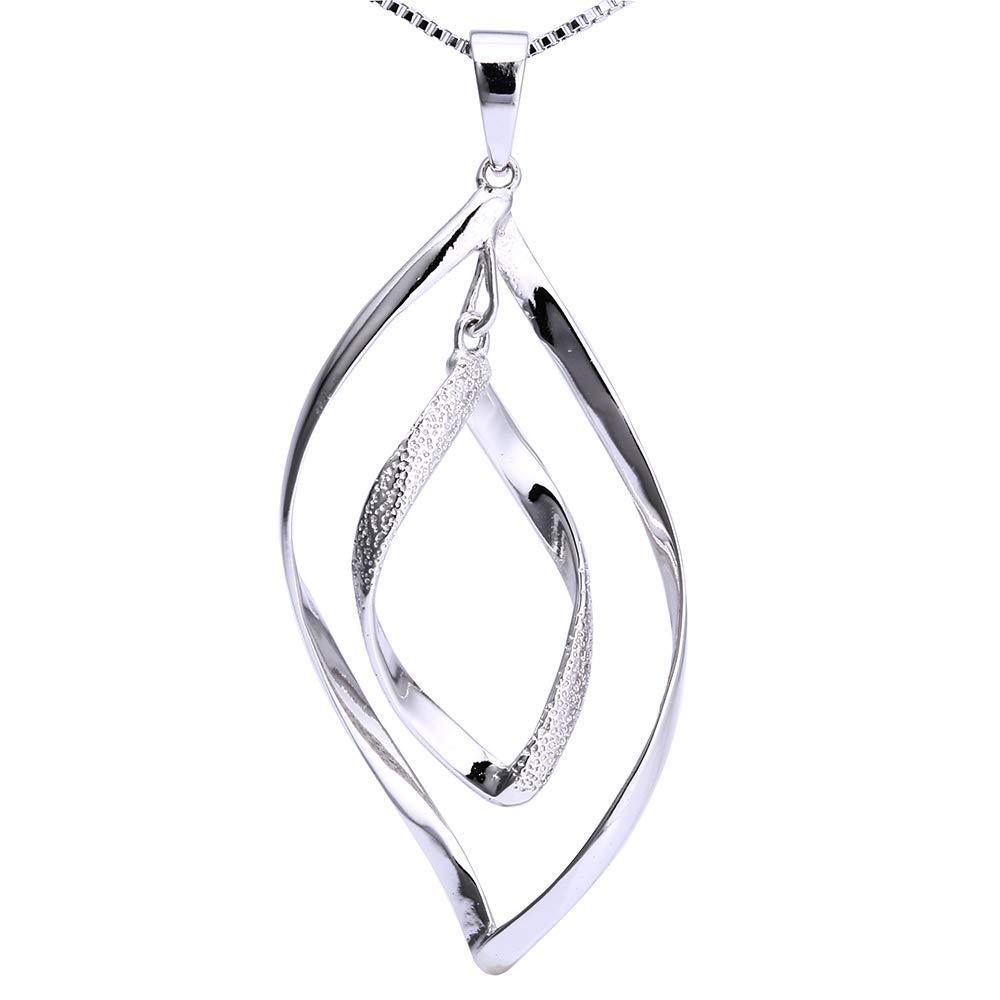 [Australia] - Sterling Silver Large Design Double Pendant & 16" Sterling Silver Chain Necklace 