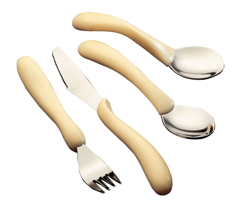[Australia] - Homecraft Caring Cutlery, For Weak Grip, Arthritis Aids, Knife/Fork/Spoon/Teaspoon, Easy Grip Eating Utensils for Elderly or Disabled, Black Handle Ivory Single 
