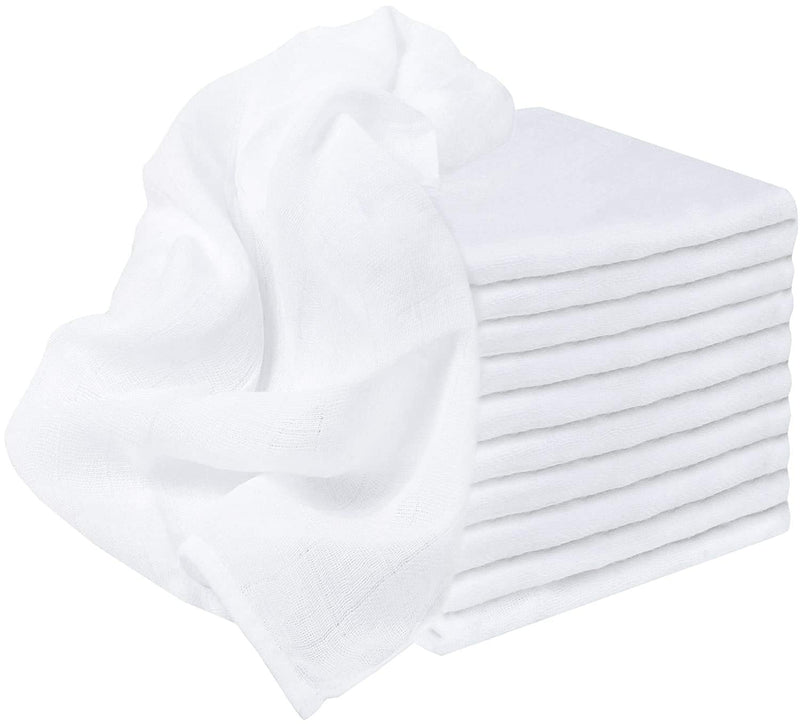 [Australia] - Extra Large Muslin 70x70 Baby Muslin Squares | 100% Cotton Muslin Cloths for Baby | Soft Muslin Wash Cloths, Muslin Swaddle Blanket | Baby Essentials for Newborn (White, Pack of 12) 