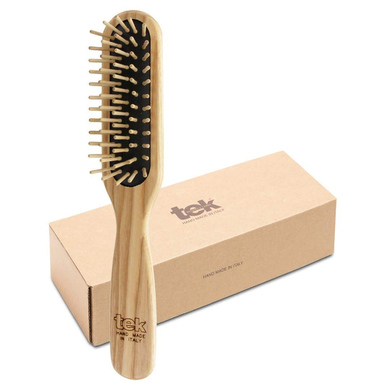 [Australia] - TEK - Rectangular Brush with Short Tooth in Ash Wood Handmade in Italy, for Short Hair - 22 x 4 cm 22x4.5 cm (Pack of 1) 