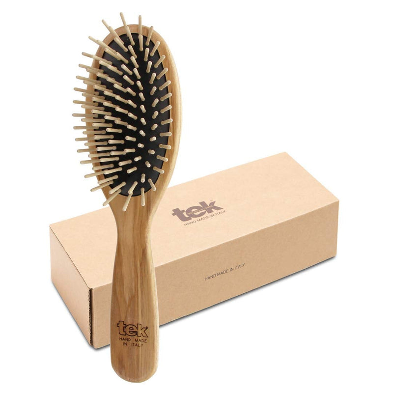 [Australia] - Tek big oval hair brush in ash wood with regular pins - Handmade in Italy 1 Count (Pack of 1) 