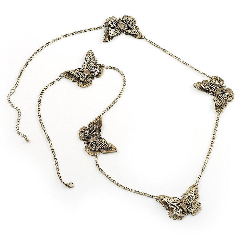 [Australia] - Avalaya Long Antique Bronze Butterfly Necklace 