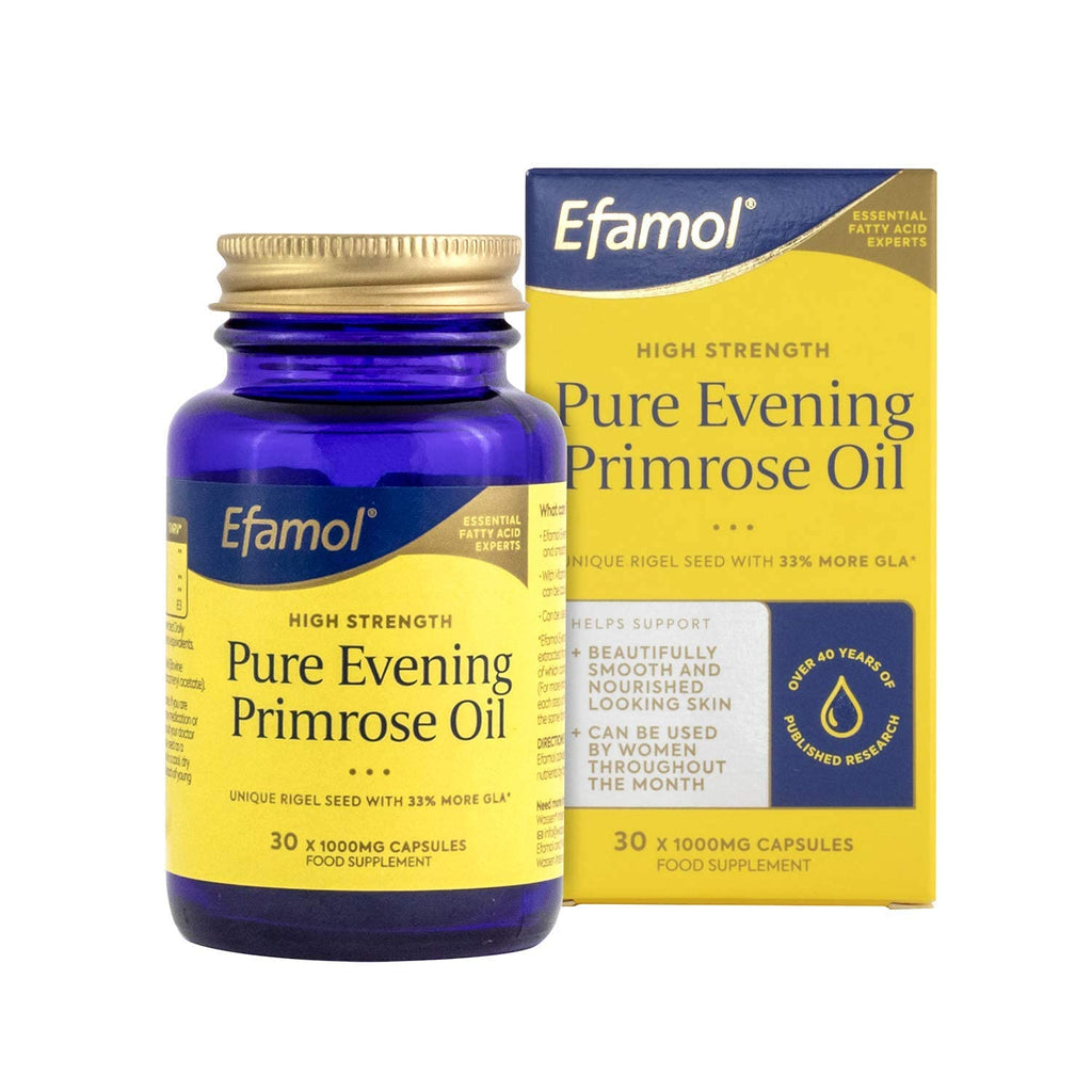 [Australia] - Efamol High Strength Pure Evening Primrose Oil 1000mg | 30 Capsules | Omega 6 Fatty Acids GLA + Vitamin E | 115mg GLA 