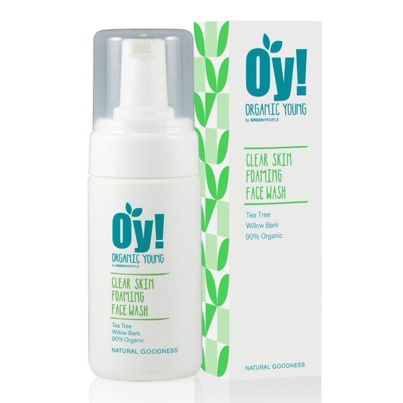[Australia] - Green People Oy! Foaming Clear Skin Face Wash 100ml | Natural & Organic Teenage Facial Wash | Willow Bark & Tea Tree | Skin Care for Pre-Teens & Teens with Spots & Blemishes | Cruelty-Free & Vegan 