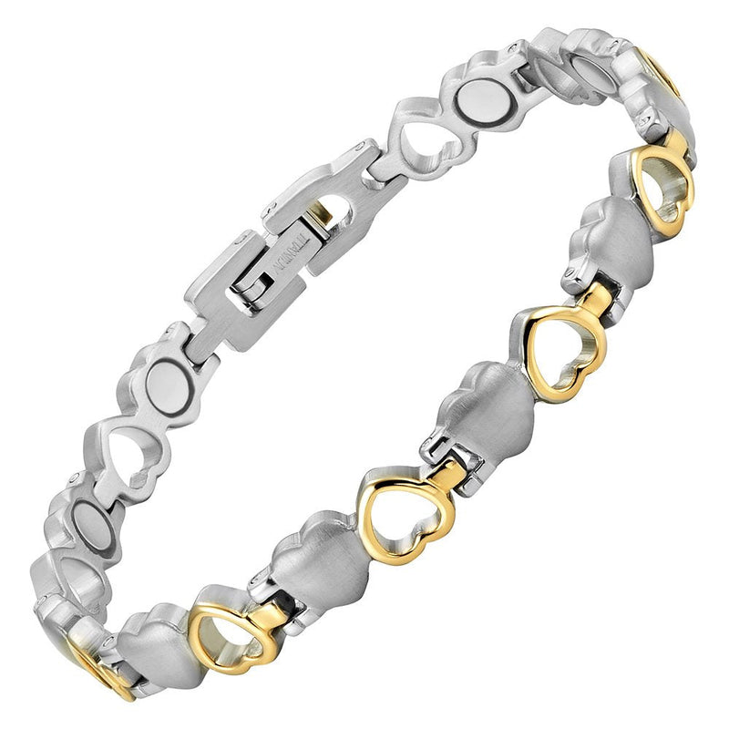 [Australia] - Willis Judd New Ladies Love Heart Design Titanium Magnetic Bracelet in Black Velvet Gift Box + Free Link Removal Tool 