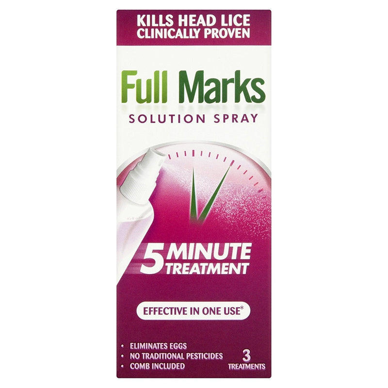 [Australia] - Full Marks Head Lice Solution Spray 5 Minute Treatment 150ml, For Head Lice, Eggs, And Nits Multicoloured 