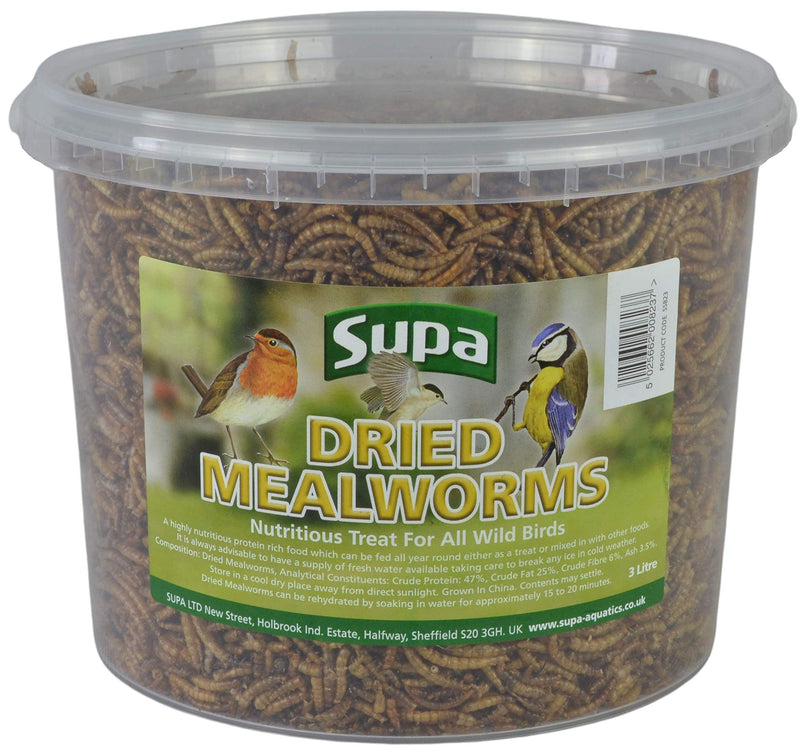 [Australia] - Supa Dried Mealworms for Wild Birds, 3 Litre Bucket, High Energy Protein Rich Treat For Garden Birds, Attract More Birds To Your Garden, Quality Wild Bird Food. 1 3 l (Pack of 1) 