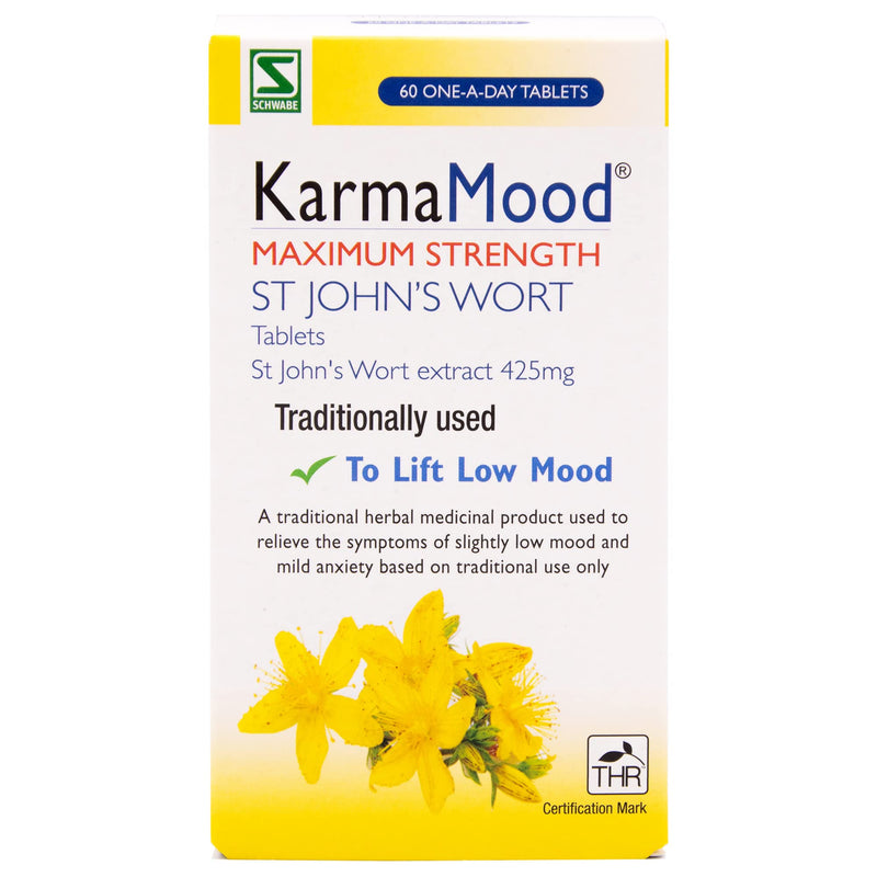 [Australia] - Schwabe Pharma KarmaMood Maximum Strength - St John's Wort Extract 425mg - Traditionally Used for Low Mood and Mild Anxiety - Traditional Herbal Medicinal Product - 60 Tablets 60 Count (Pack of 1) 