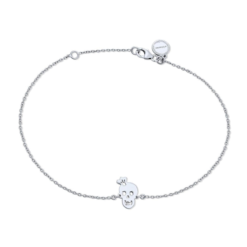 [Australia] - Crown Skull Smiling Charms Anklet Hotwire Ankle Bracelet For Women 925 Sterling Silver Adjustable 9 To 10 Inch 