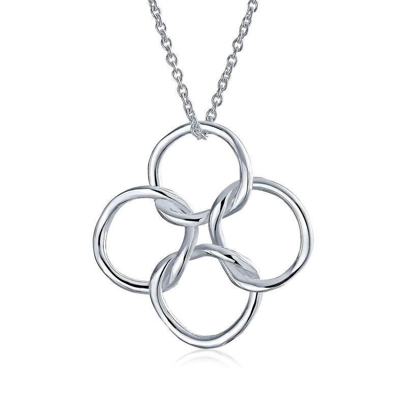 [Australia] - 4 Geometric Interlocking Circles Pendant Necklace For Women For Teen 925 Sterling Silver 