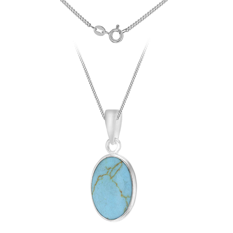 [Australia] - Tuscany Silver Sterling Silver Oval Turquoise Pendant on Chain Necklace of 46cm/18" 