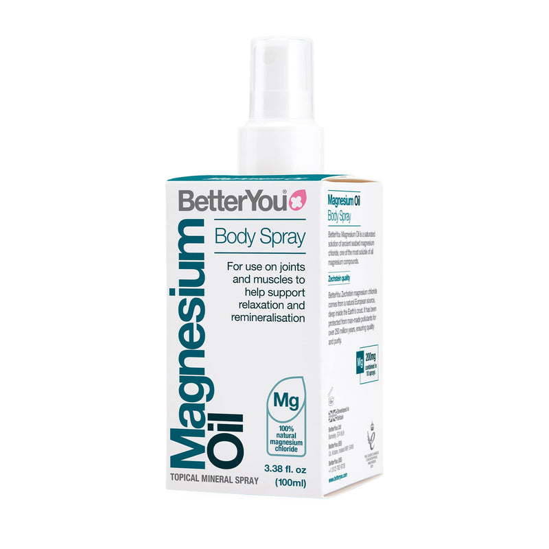 [Australia] - BetterYou Magnesium Oil Body Spray | Pure, Clean and Natural Source of Magnesium Chloride | Magnesium Spray | Vegan & Palm-Oil Free | 100ml (600 Sprays) Single 