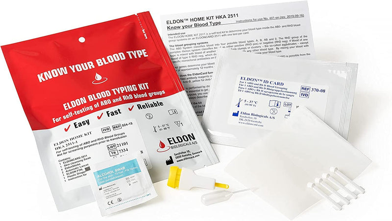 [Australia] - 1 x Blood Type Test Kit - Group A, B, RhD Testing - Home EldonCard Tests 1 Count (Pack of 1) 