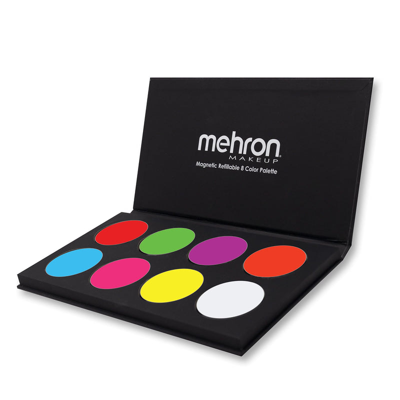 [Australia] - Mehron Makeup Paradise AQ Face & Body Paint 8 Color Palette (Neon UV Glow) - Face, Body, Black Light Makeup Palette, Special Effects, UV Glow, Rave Accessories, Christmas Gifts, Halloween, and Cosplay 
