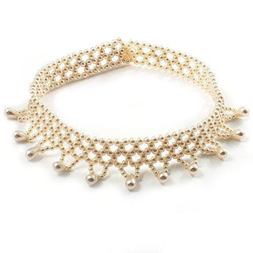 [Australia] - Avalaya Bridal Charm Beaded Flex Choker (Light Cream) 