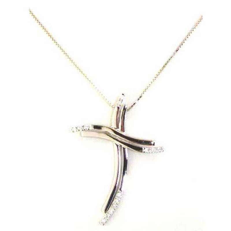 [Australia] - Sterling 925 Silver Large Modern Designer Cross Pendant & 16" Sterling Silver Chain Necklace 