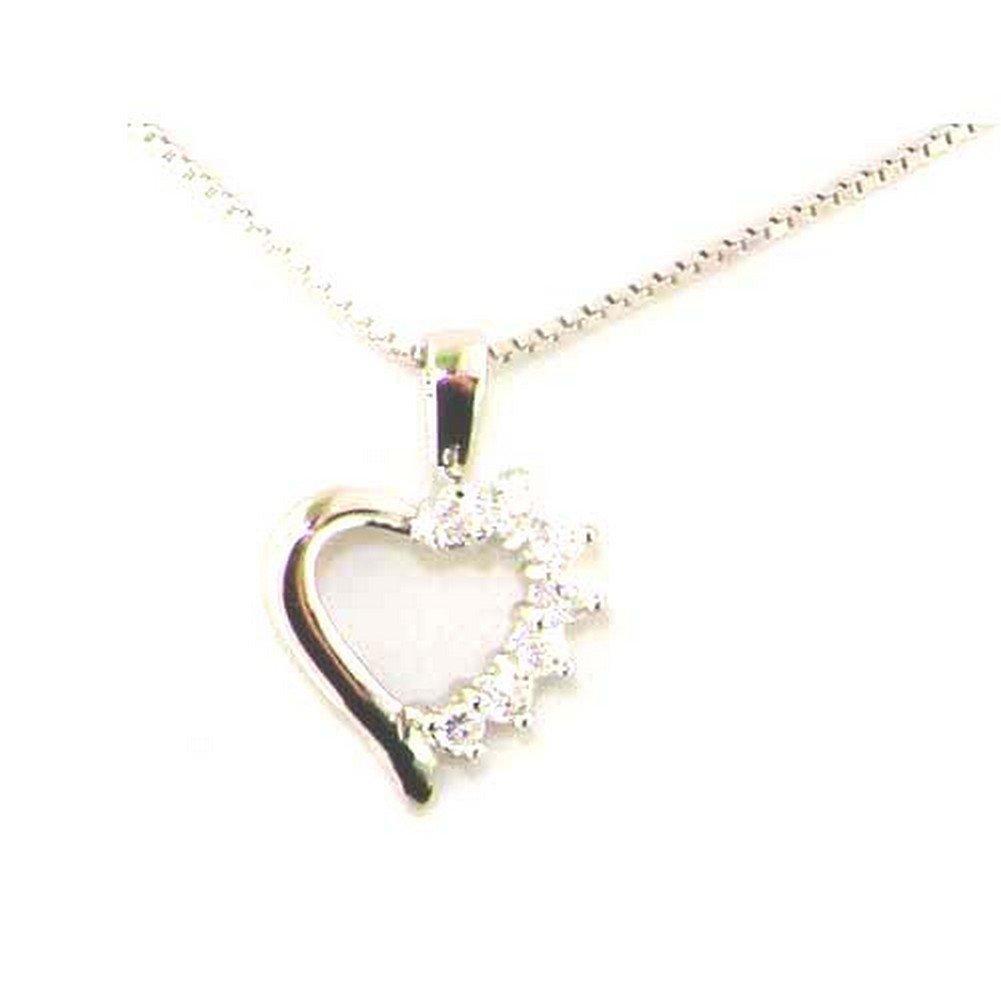 [Australia] - Solid Sterling 925 Silver Modern Designer Cubic Zirconia Heart Pendant & 16" Sterling Silver Chain Necklace 