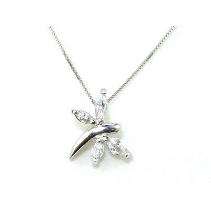 [Australia] - Ladies 925 Sterling Silver Dragonfly Stone Set Pendant & 16" Sterling Silver Chain Necklace 