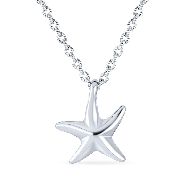 [Australia] - Nautical Small Starfish Beach Pendant Necklace For Women For Teen Girlfriend Polished 925 Sterling Silver 