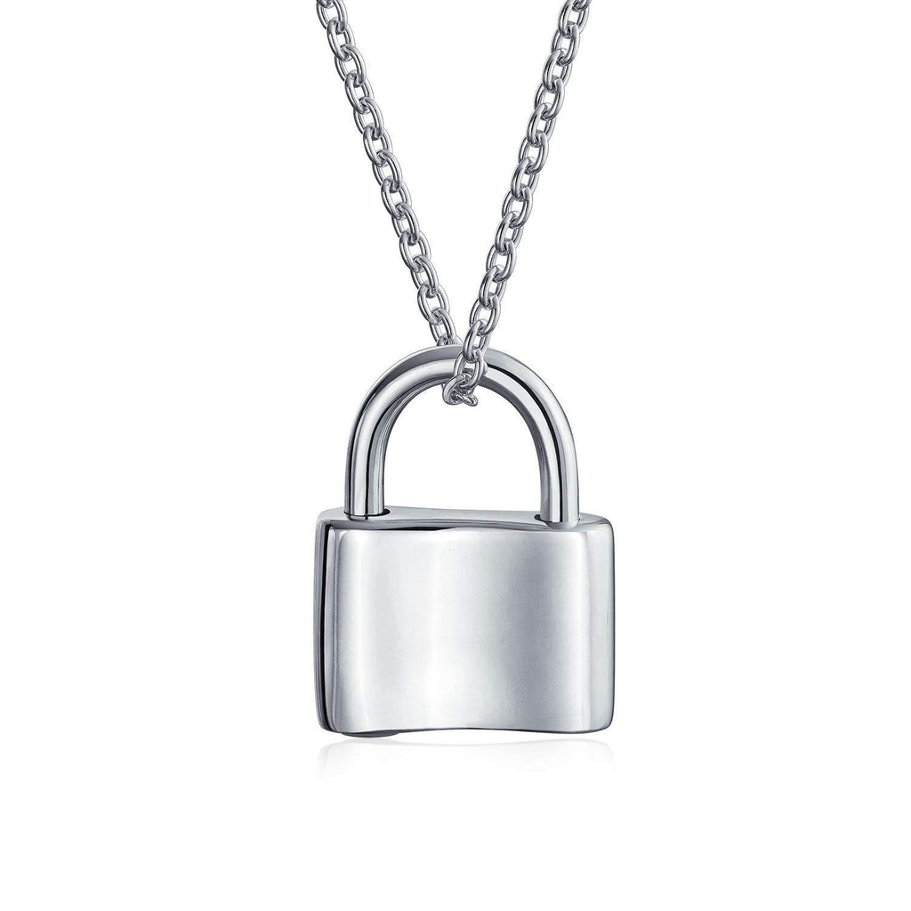 [Australia] - Personalized Couples Functional Love Lock Pendant Charm 925 Sterling Silver Engravable Necklace For Women Chain 16 Inch No Engraving 