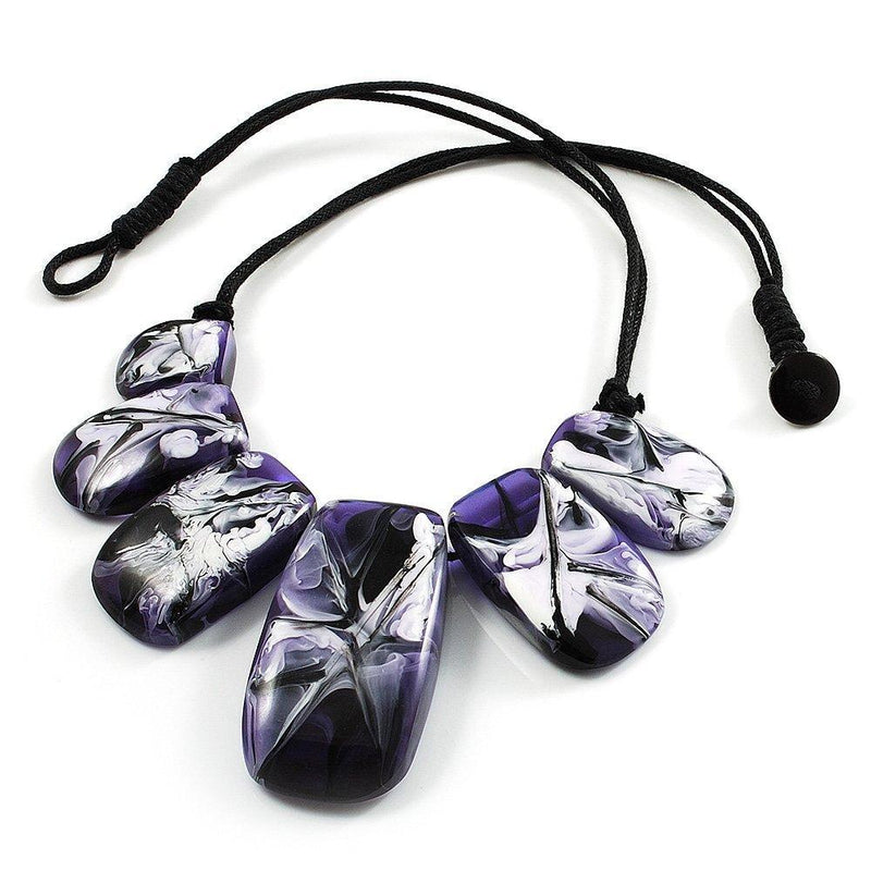 [Australia] - Avalaya Purple Resin Nugget Satin Cord Necklace 