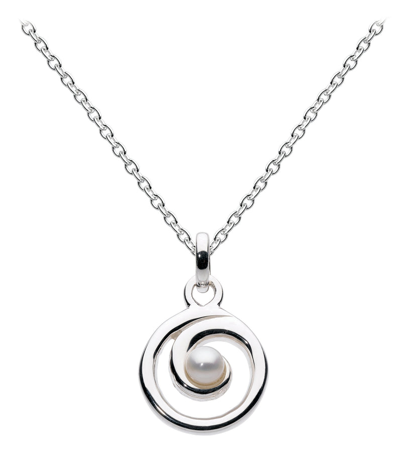 [Australia] - Dew Women's Sterling Silver Spiral Necklace of Length 18 inch Freshwater Pearl 