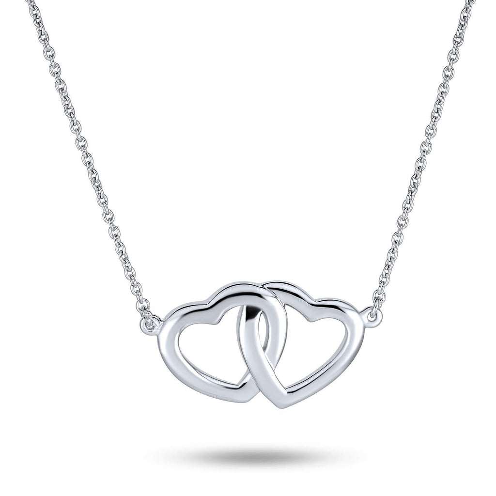 [Australia] - BFF Lover Romantic Couples Station Interlocking Open Hearts Pendant Necklace For Women Girlfriend .925 Sterling Silver 