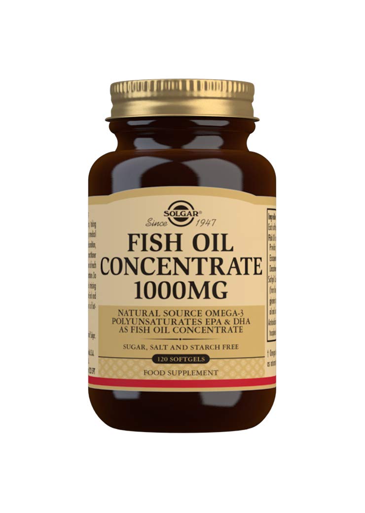 [Australia] - Solgar Fish Oil Concentrate 1000 mg Softgels - Pack of 120 - Supports Normal Functioning of Heart, Brain Function and Vision - Daily Wellbeing - Gluten Free 