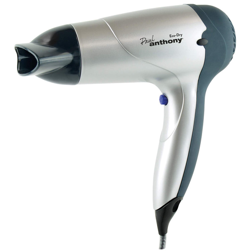 [Australia] - Paul Anthony Eco-Dry 1600w Hair Dryer / 3 Heat Settings / 3 Speed Settings / Concentrator Nozzle / Safety Cut-Off / DC Motor - Silver - H1316 1600W Silver 