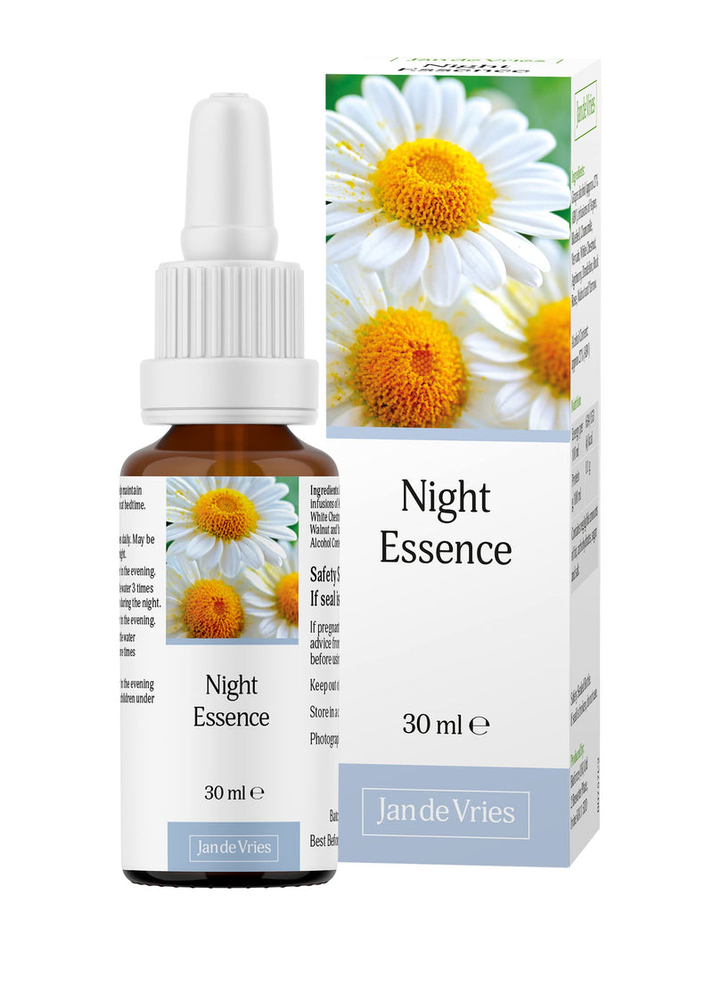 [Australia] - Jan De Vries Night Essence | Promote Better Sleep | Flower Essence | Quieten an Over-stimulated Mind | Contains Chamomile, Aspen & Bluebell | 30ml 30 ml (Pack of 1) 