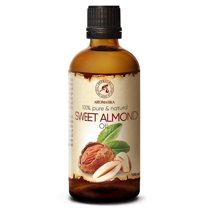 [Australia] - Sweet Almond Oil 100ml - Cold Pressed & Unrefined - 100% Natural - Prunus Amygdalus Dulcis Oil - Italy - Best Care Oil for Skin - Hair - Body - Personal Care - Glass Bottle 