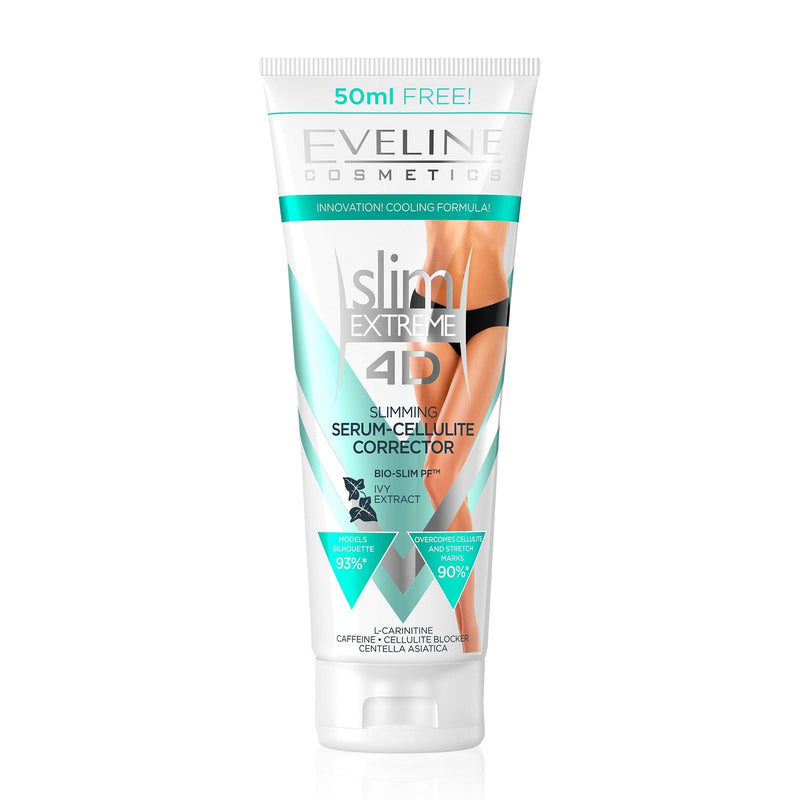 [Australia] - Eveline Cosmetics Slim Extreme 4D Concentrated Cellulite Slimming Hot Cream Fast Fat Burning Serum | 250 ml | Stretch Marks Reduction | Flat Belly, Slim Legs, Abdomen, Arms | Cooling Effect 