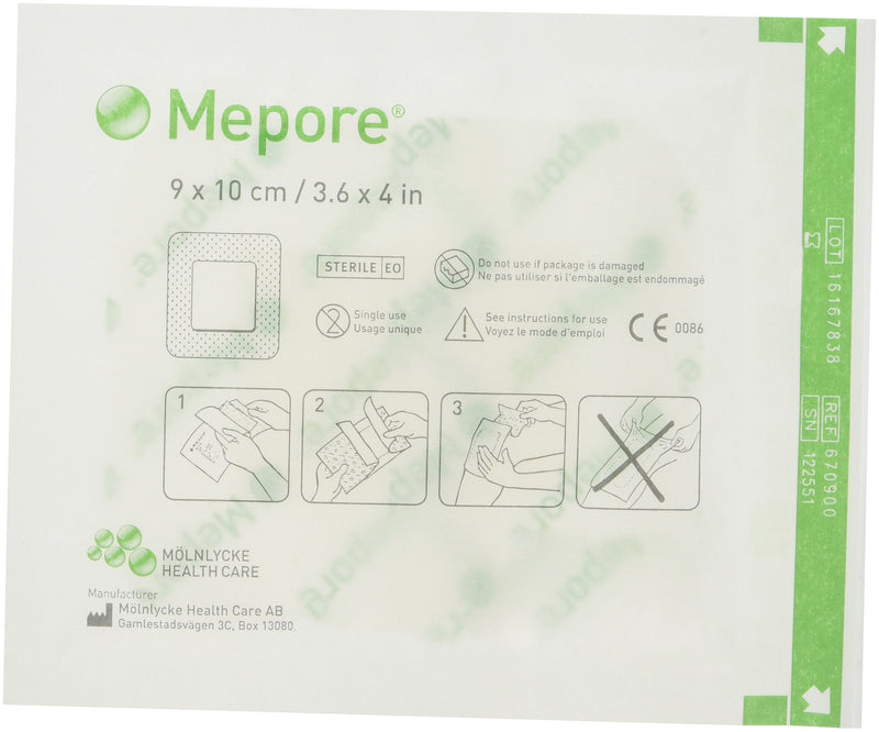 [Australia] - Mepore 670900 Dressing Adhesive, Island, Non Woven Fabric, Semi-Permeable Backing, Sterile, 9 cm x 10 cm (Pack of 50) 