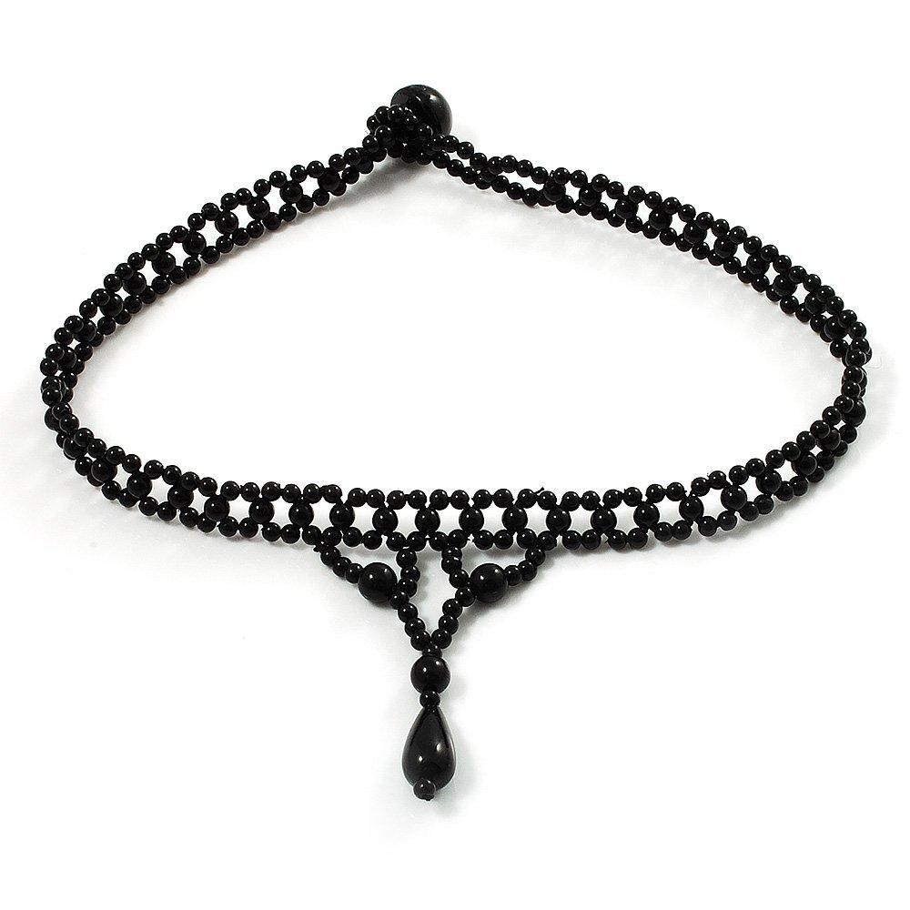 [Australia] - Avalaya Black Acrylic Bead Flex Gothic Choker 