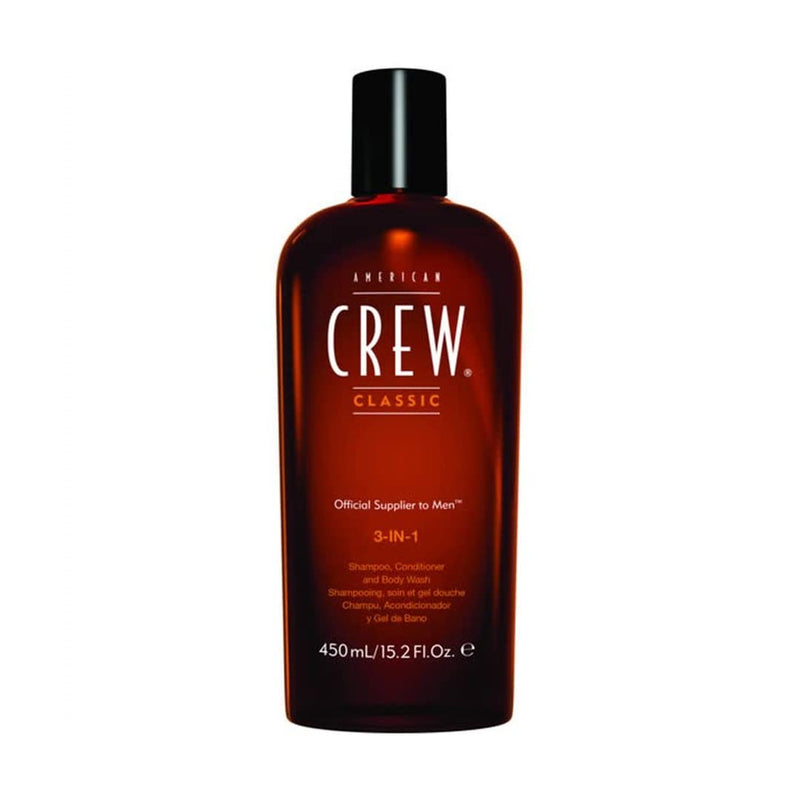 [Australia] - American Crew 3-In-1 Shampoo, Conditioner & Body Wash with Long Lasting Scent to Cleanse & Condition (450ml) Hair Styling & Skincare for Men 