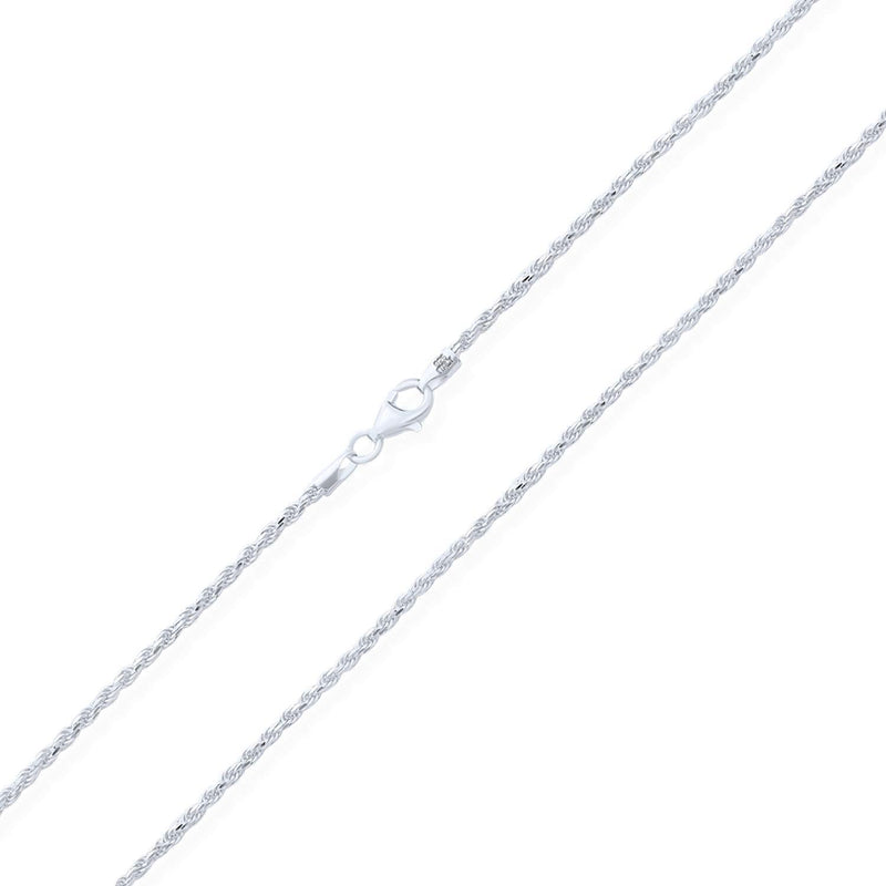 [Australia] - 040 Gauge 925 Sterling Silver Diamond Cut Rope Chain Necklace For Women Made In Italy 16 18 20 24 Inch 24.0 Inches 