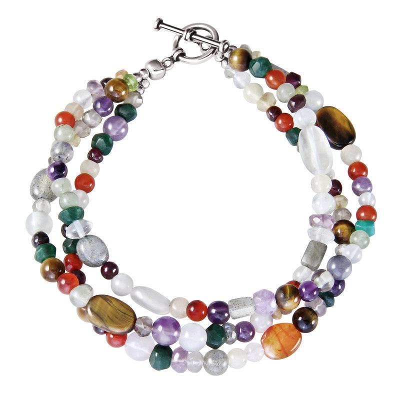 [Australia] - Franki Baker Colourful Multi-gemstone Beads & 925 Sterling Silver Delicate Bracelet. Size: 18cm 
