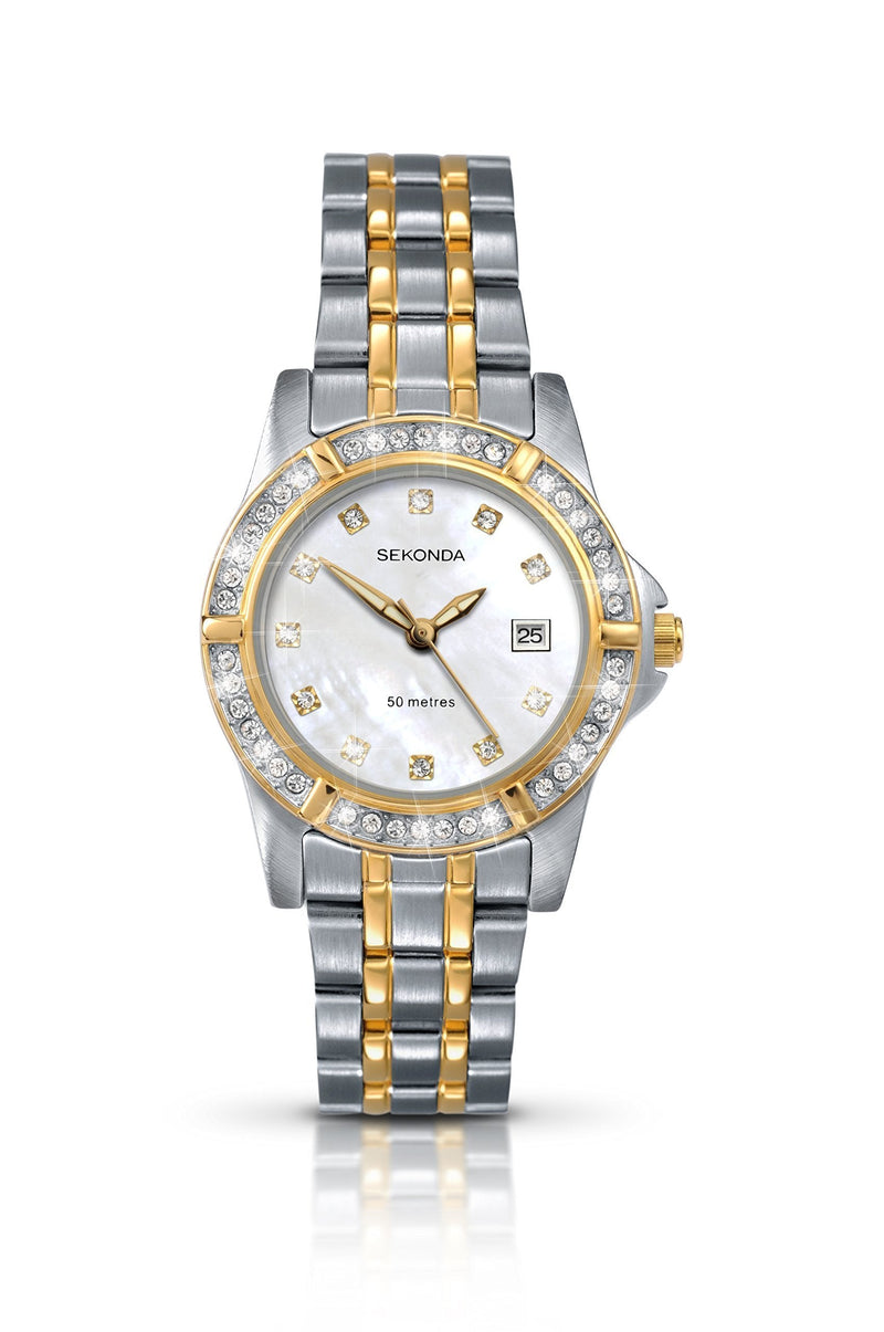 [Australia] - Sekonda Ladies Stone Set Dress Watch Silver/Gold 