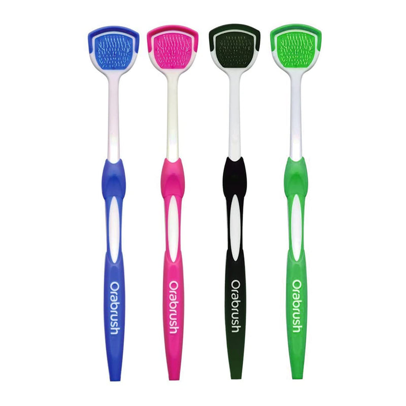 [Australia] - Orabrush Tongue Scraper, Tongue Cleaner Helps Fight Bad Breath, 4 Tongue Scrapers 4 Count (Pack of 1) Multicolored 