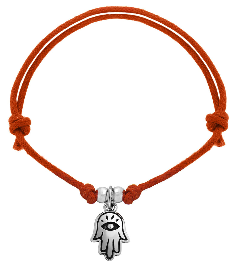 [Australia] - Tuscany Silver Women's Sterling Silver 9 x 15.1 mm Hamsa Hand on Cord Adjustable Friendship Bracelet of Length 13 cm/5 Inch-25.5 cm/10 Inch Red 