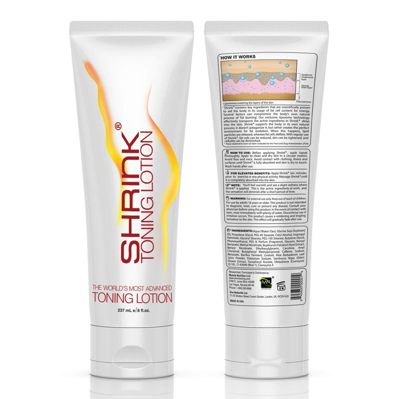 [Australia] - Shrink Toning Lotion ‚Äì Heat Activated Skin Tightening Cream for Body - Reduces the Appearance of Cellulite and Stretch Marks with Caffeine, Vitamin E and CoQ10 (8 oz tube) 