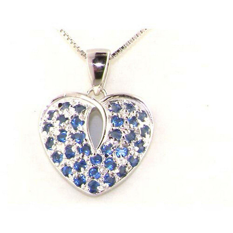 [Australia] - Solid Sterling Silver Stone set Heart Pendant & 16" Sterling Silver Chain Necklace 