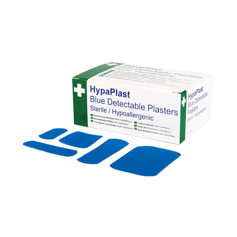 [Australia] - Safety First Aid D7010 HypaPlast Blue Detectable Catering Plaster, Assorted, Pack of 100 Assorted (Pack of 100) Blue Metal Detectable 