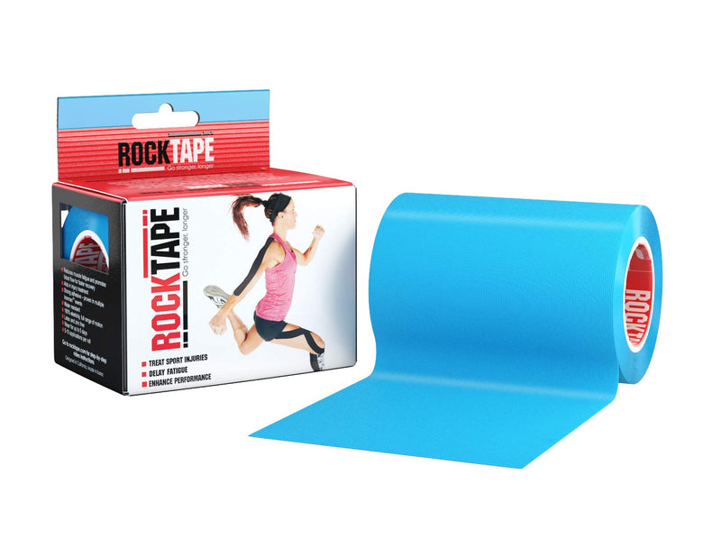 [Australia] - Rocktape Kinesiology Tape Athletes, Water Resistant, Reduce Pain & Injury Recovery, Wide 10cm x 5m for Large Muscle Groups, Uncut, Blue 