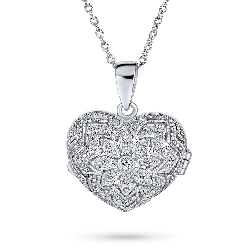 [Australia] - Vintage Style Filigree Flower Heart Shape Aromatherapy Essential Oil Perfume Diffuser Locket Pendant Necklace For Women 