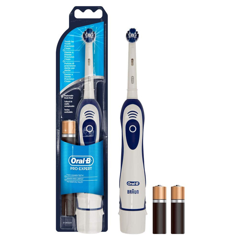 [Australia] - Oral-B Pro-Expert Electric Toothbrush, 1 Handle, 1 Precision Clean Toothbrush Head, 2 Batteries, 1 Mode with 2D Cleaning, Blue & White, Pack of 1 