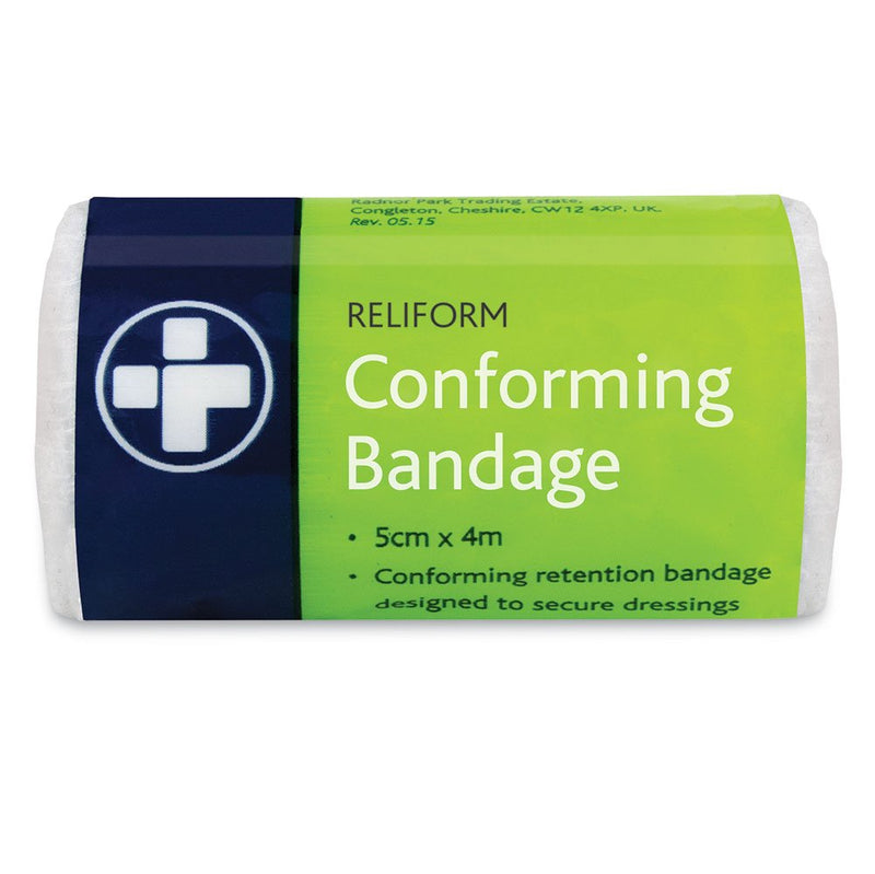 [Australia] - White Reliform Soft, Comfortable, And High Absorbency Conforming Retention Bandage Designed To Secure Dressing And Wounds. First Aid Bandages For Wound Covering - (5cm X 4m ) Pack Of 10 