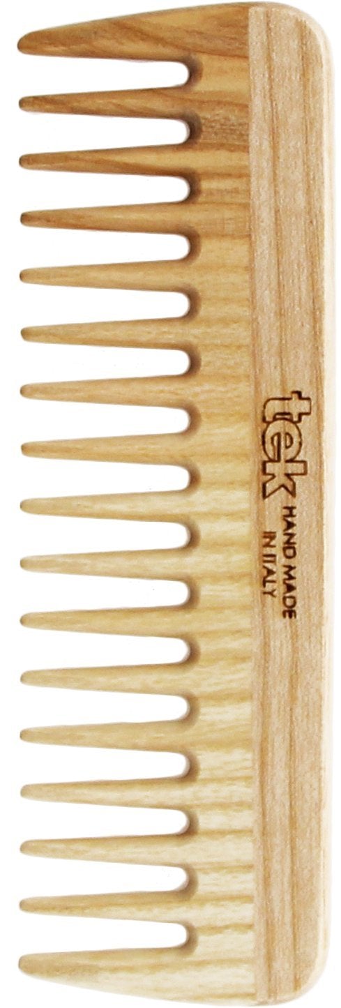 [Australia] - TEK - Small Comb with Sparse Teeth in Ash Wood Handmade in Italy, for Wavy or Curly Hair - 14 x 4.5 cm 1 Count (Pack of 1) 