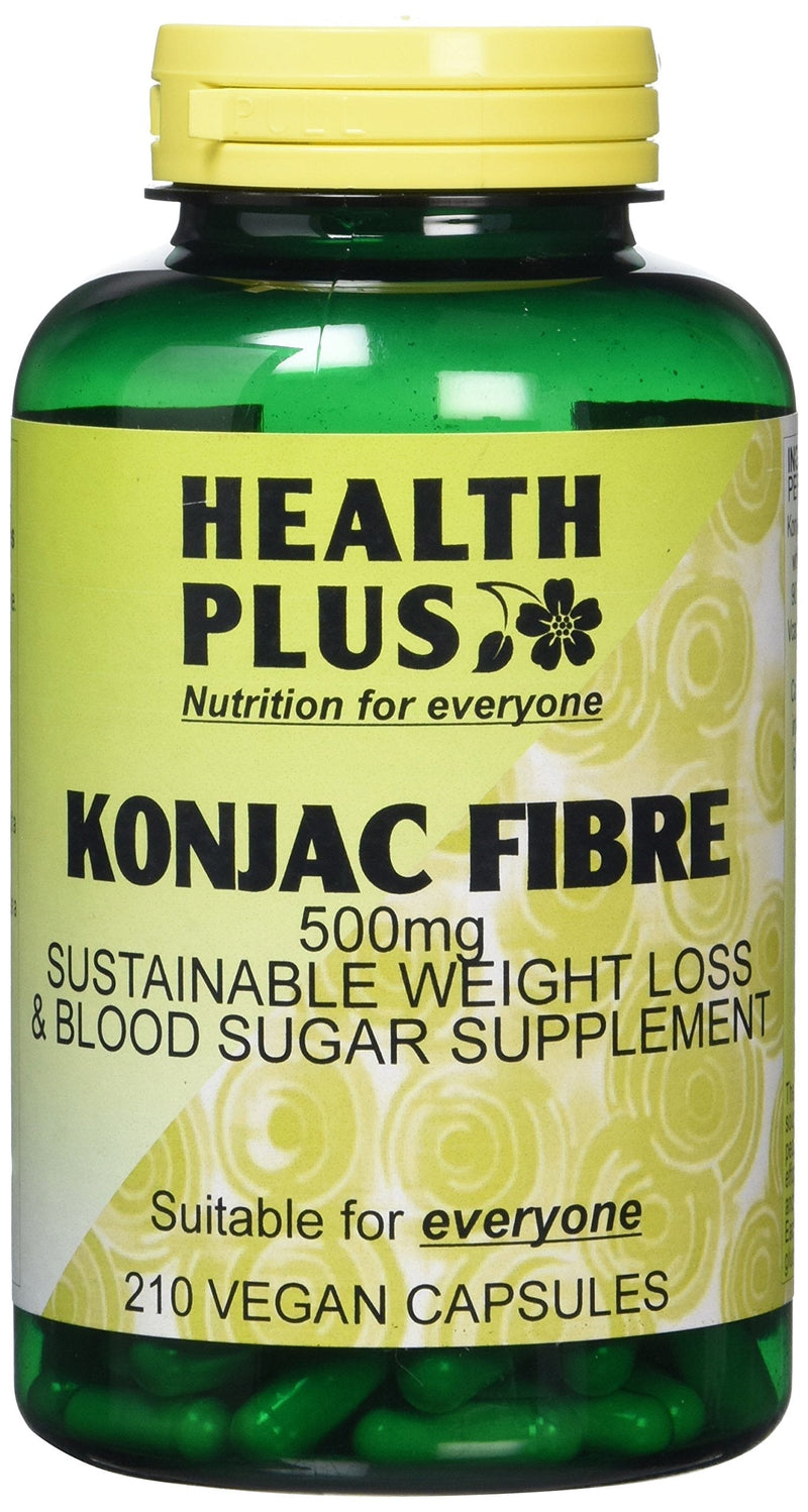 [Australia] - Health Plus Konjac Fibre 500mg (Glucomannan) Slimming and Weight Control Supplement - 210 Gelatin Free Capsules 