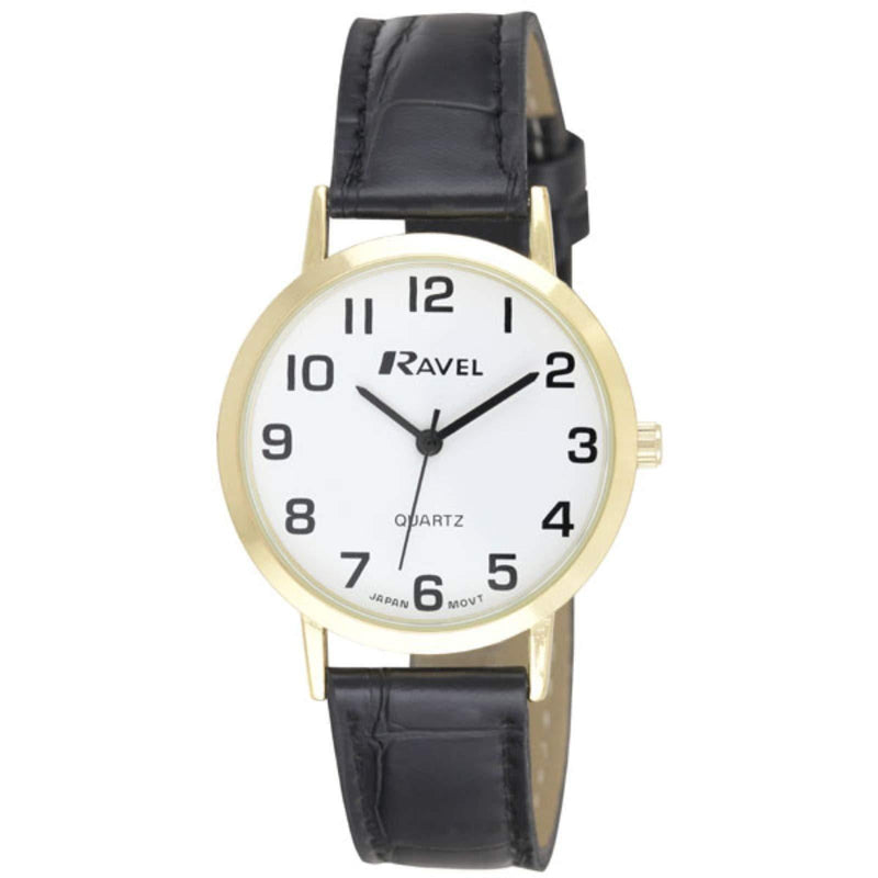 [Australia] - Ravel - Unisex Traditional Watch with Clear Numeral Dial Women's - 27mm case White/Black 